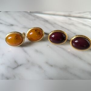 2 pair Signed Vintage LCI Clip On Earrings-